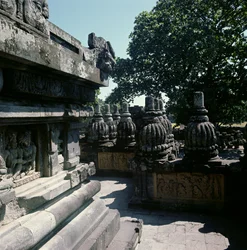 View of a Lower Gallery with Balustrades Surmounted by Small Stupas